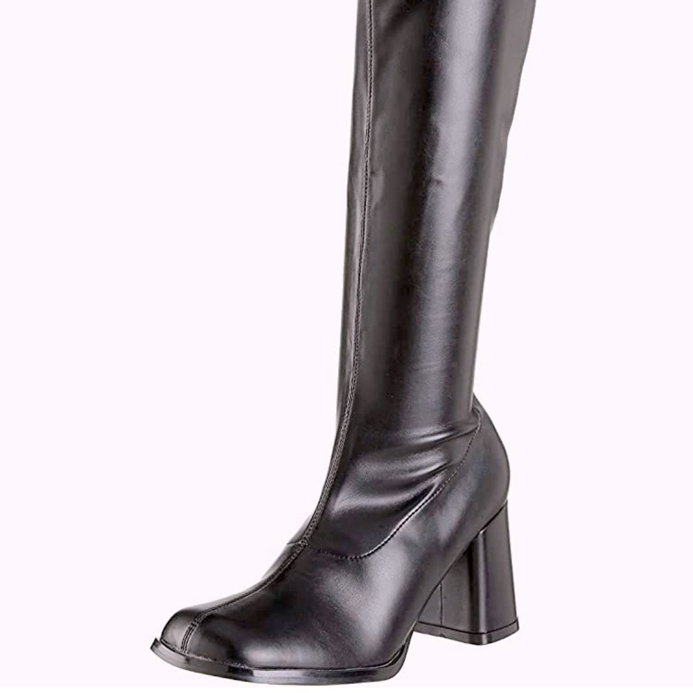 Black PU Leather Platform Boots (Over the knee)